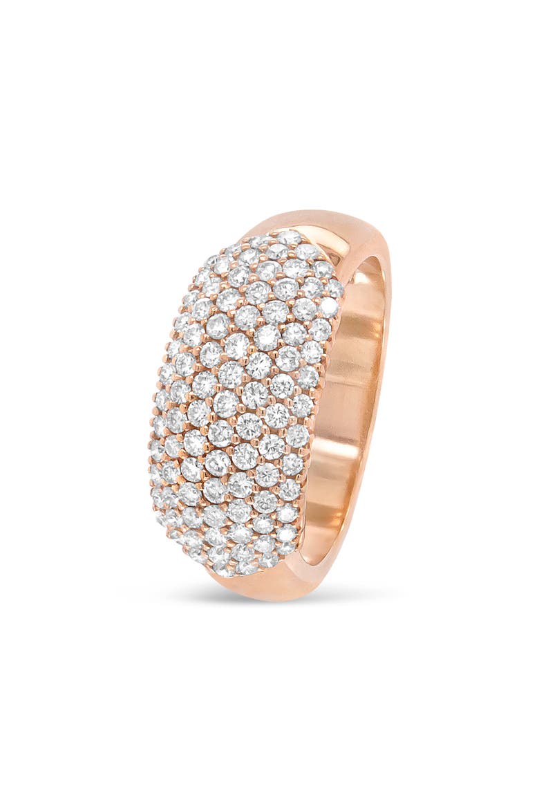 18K Rose Gold 1.00 Cttw Diamond Multi Row Dome Band Ring, Alternate, color, Pink
