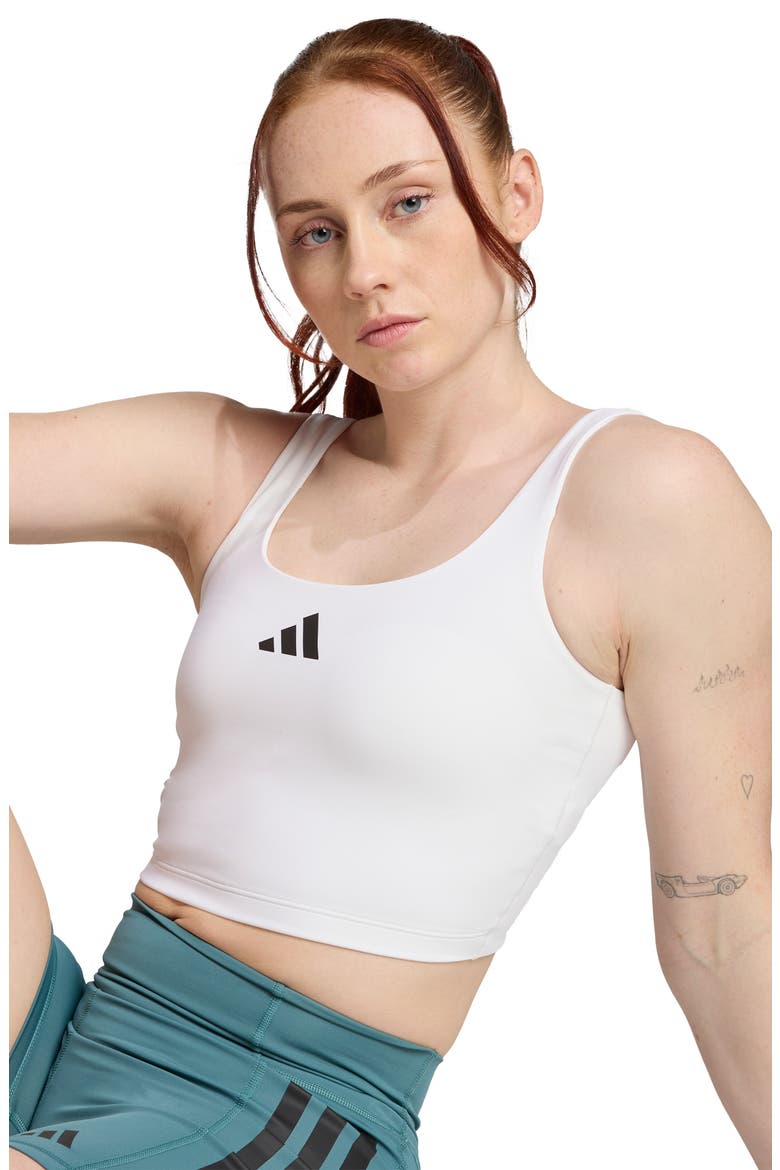 Optime Climacool Longline Sports Bra, Alternate, color, WHITE