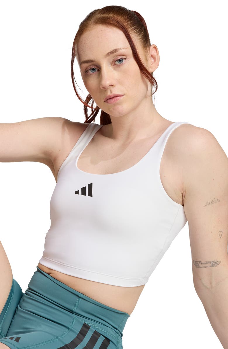 adidas Optime Climacool Longline Sports Bra, Alternate, color, White