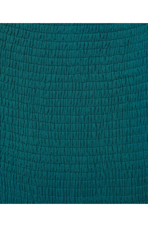 Mango Asymmetric Smocked One-shoulder Midi Dress In Green