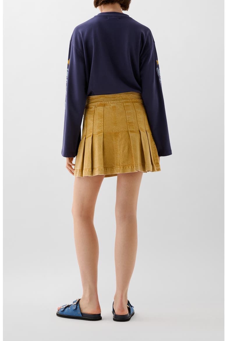 Washed Mini Denim Skirt, Alternate, color, Mustard