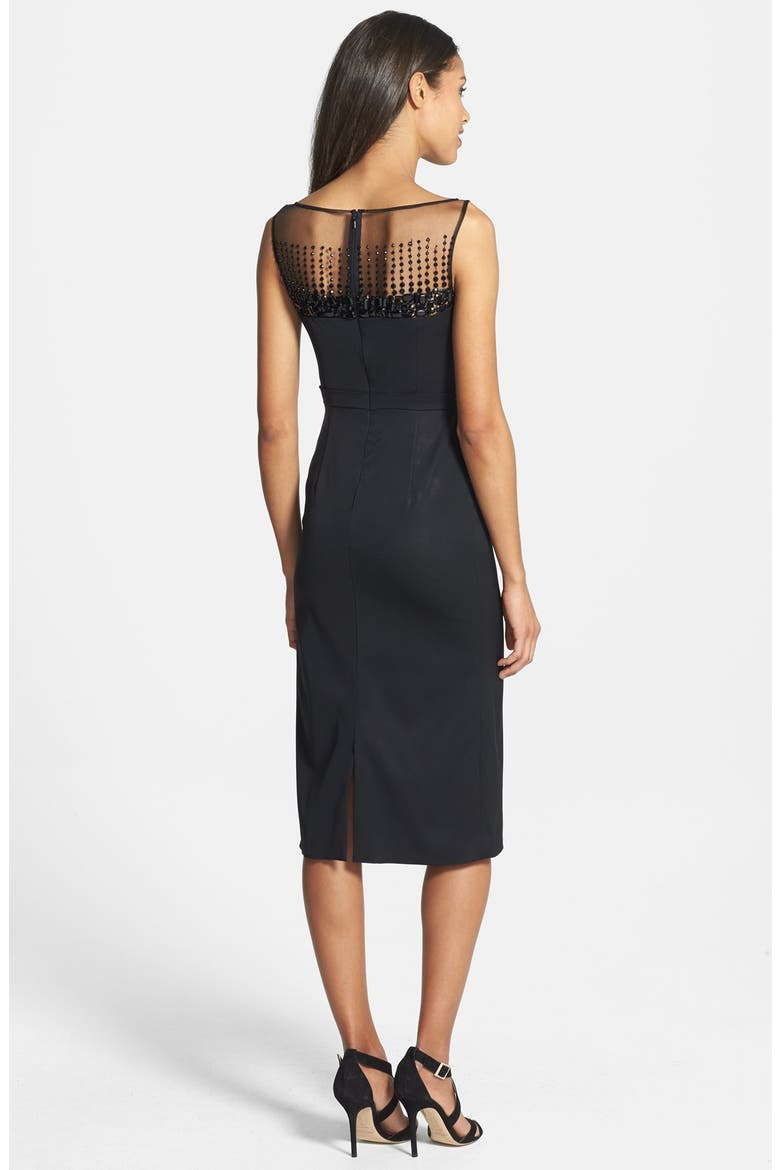 Beaded Neck Faille Dress, Alternate, color, BLACK