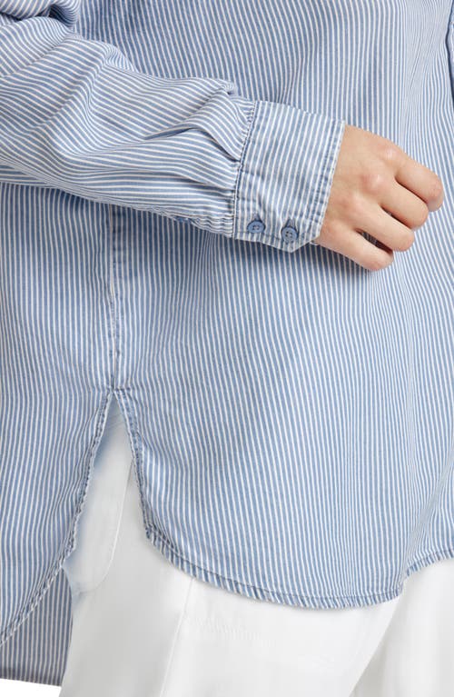 Splendid Ella Stripe Button-up Shirt In Ice Navy Stripe
