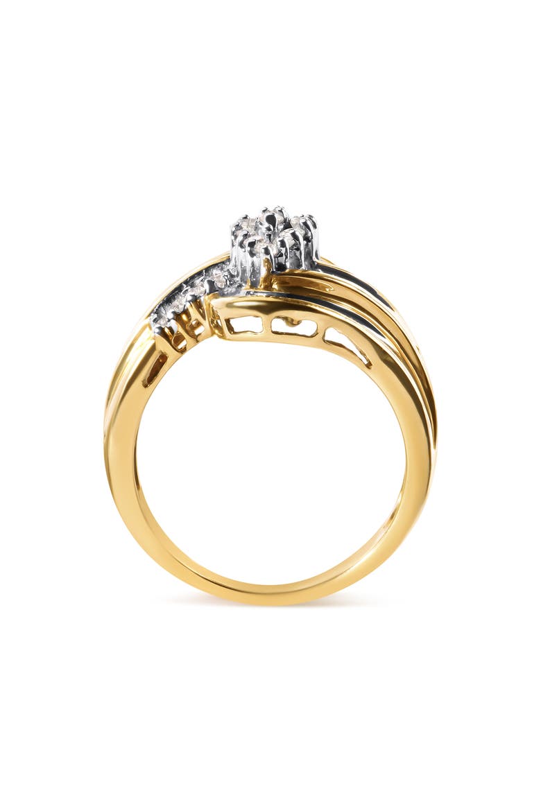 10K Yellow Gold 1/2 Cttw Diamond Cluster and Swirl Ring, Alternate, color, Yellow