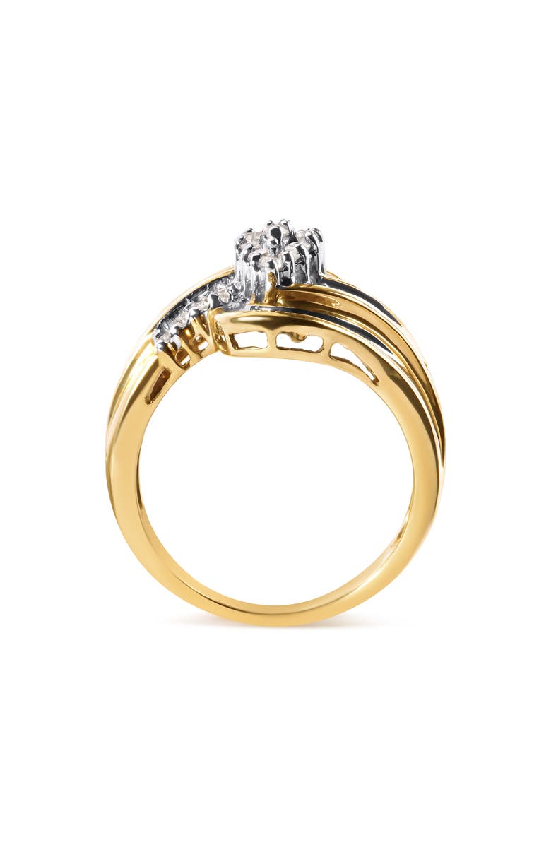 Haus of Brilliance 10K Yellow Gold 1/2 Cttw Diamond Cluster and Swirl Ring, Alternate, color, Yellow