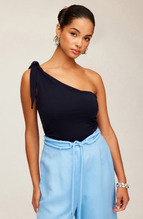 Fifteen Twenty Harper Knotted One-shoulder Top In Navy