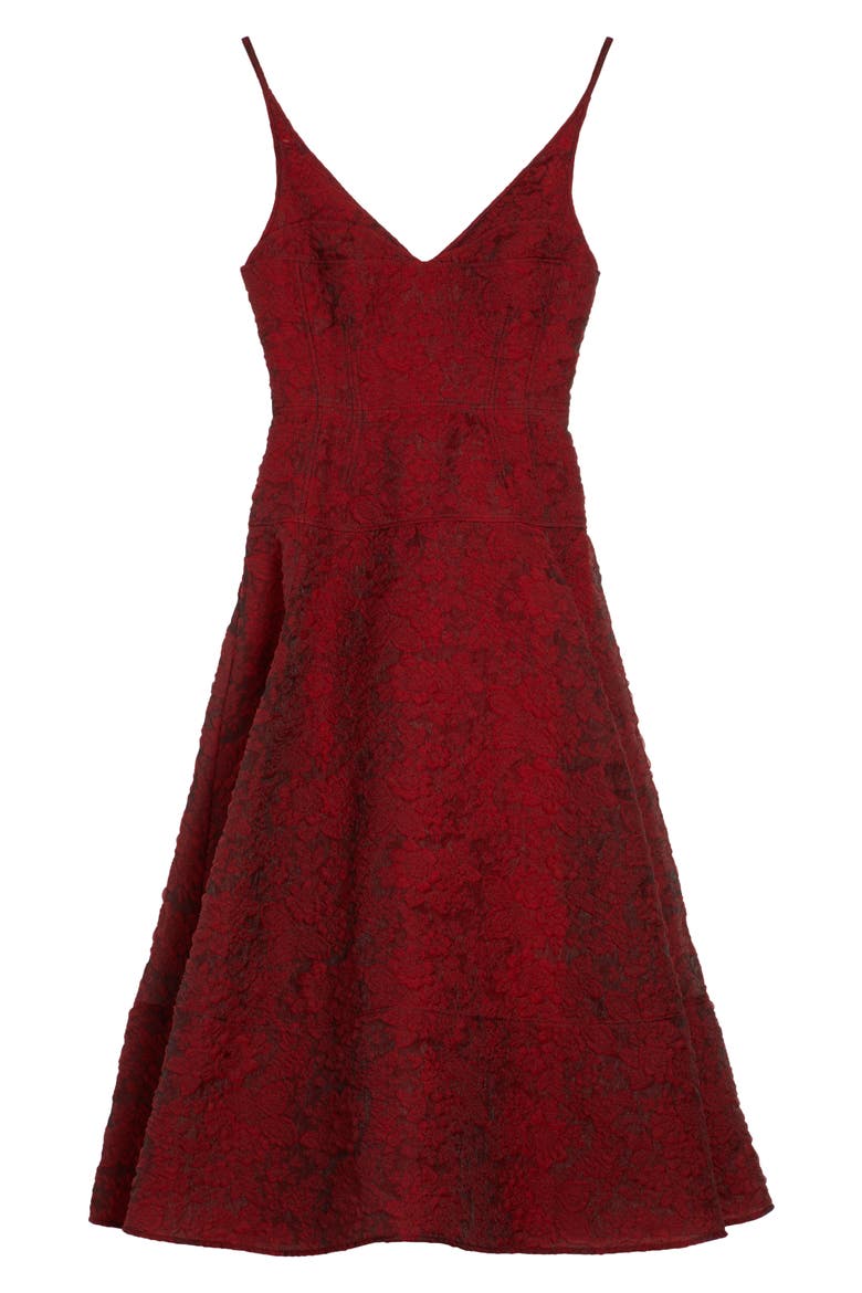 Doris Organza Fit & Flare Midi Dress, Alternate, color, RED