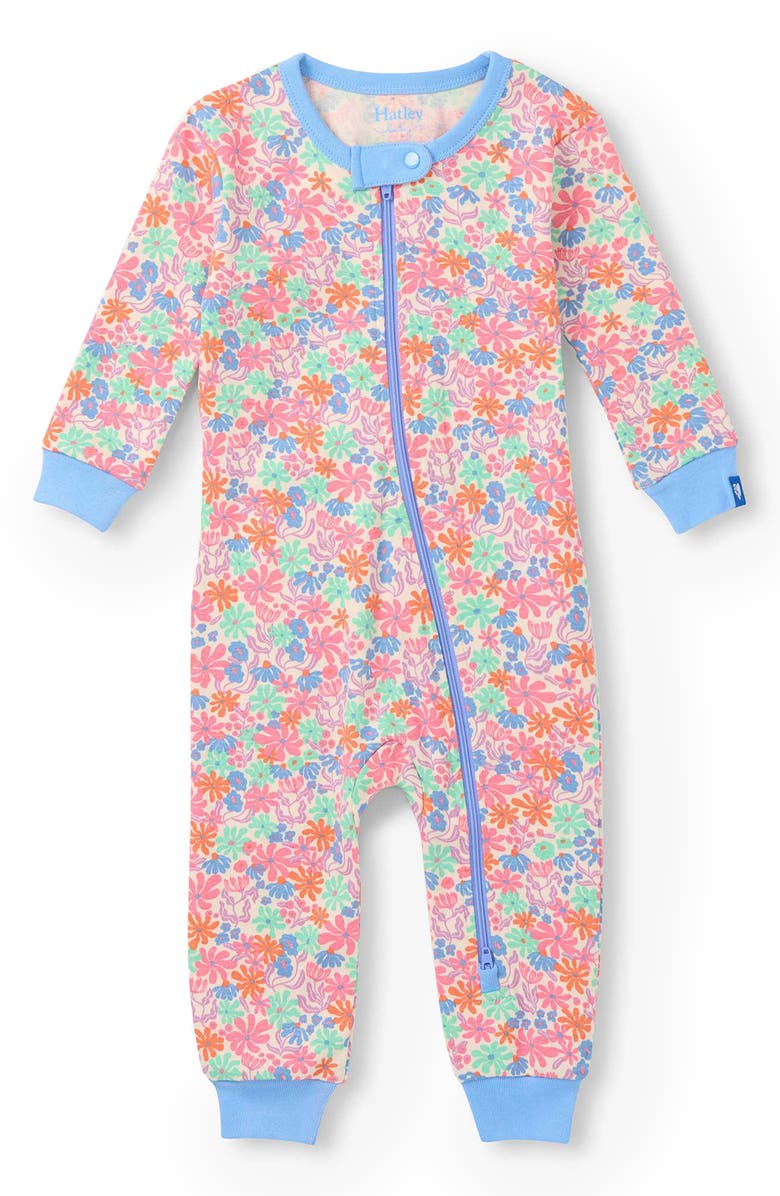 Hatley Whimsical Floral Cotton Romper, Main, color, 