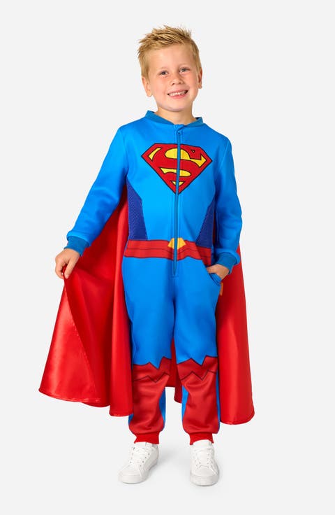 Kids' Superman One-Piece Hooded Jumpsuit
