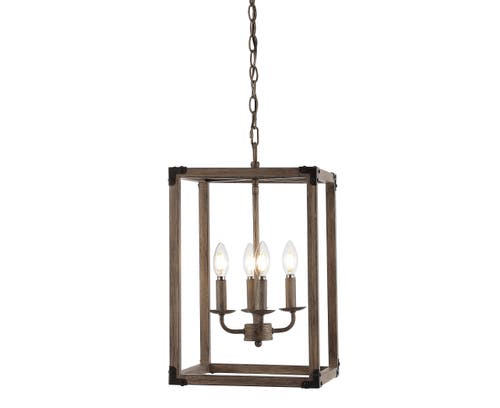 Jonathan Y Magnolia 4-light Adjustable Iron Rustic Farmhouse Led Pendant In Brown