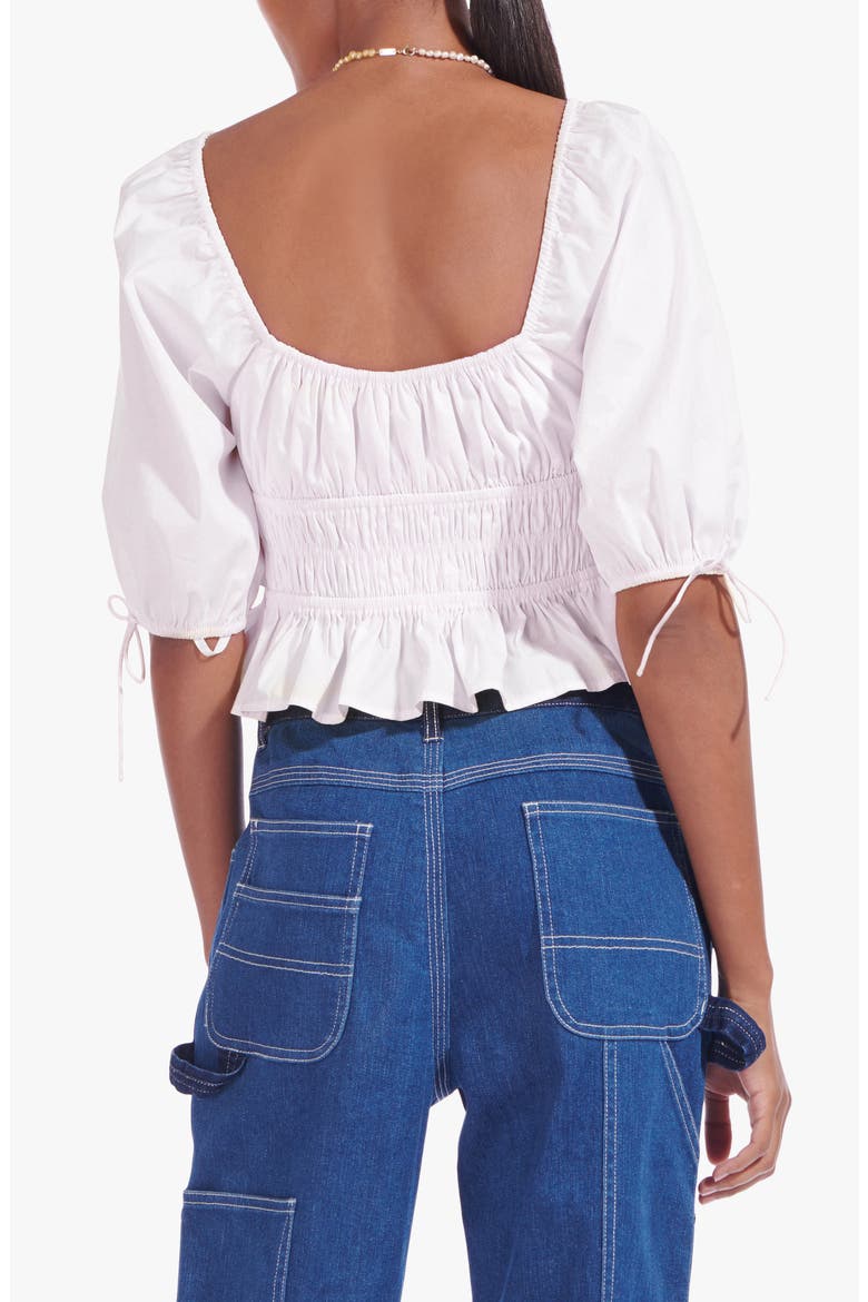 Faye Smocked Crop Top, Alternate, color, WHITE