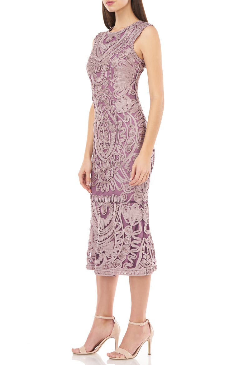 Soutache Mesh Dress, Alternate, color, DUSTY ROSE