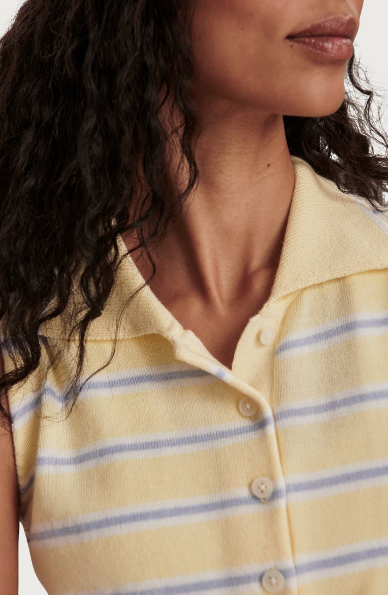 Varley Rue Striped Polo Tank, Alternate, color, Anise Flower / Xenon Blue
