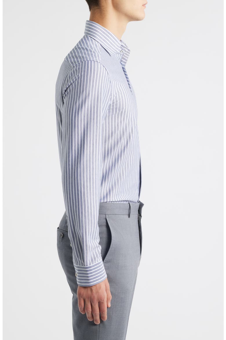 Slim Fit Stripe Non-Iron Dress Shirt, Alternate, color, GREY BLUE
