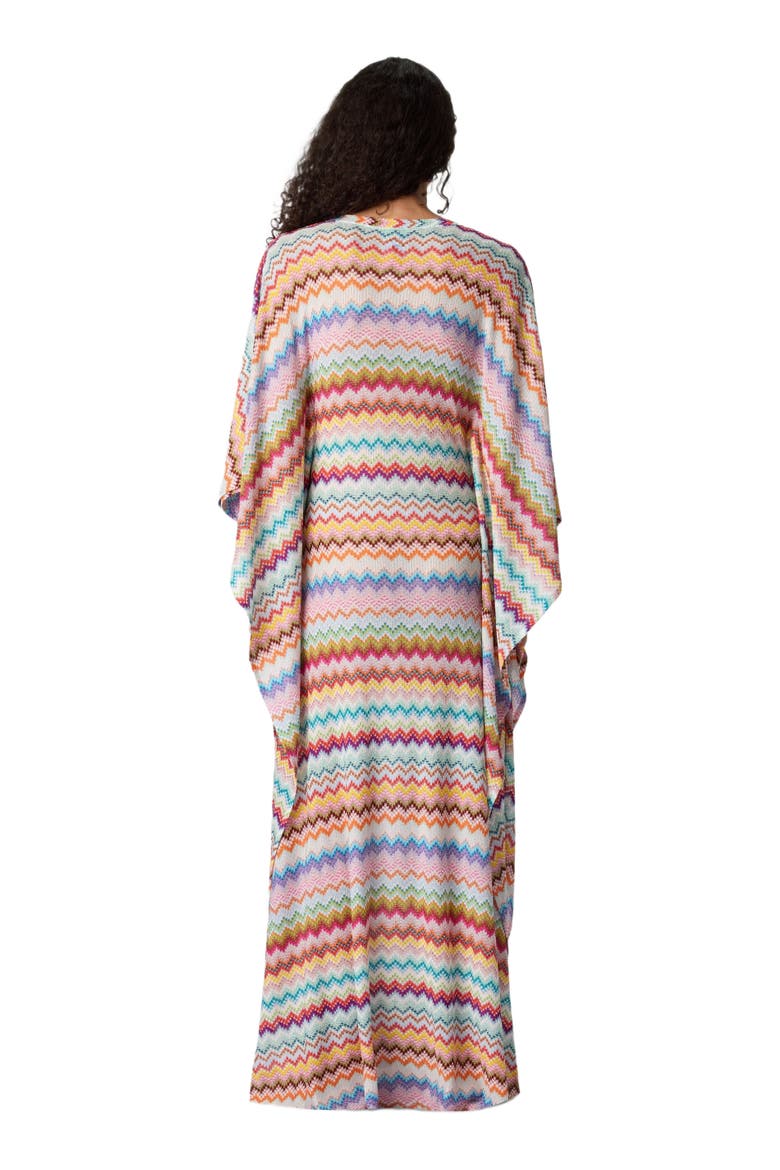 Long Caftan Cover-up With Micro Pixel-effect Zigzag Pattern, Alternate, color, Multicoloured