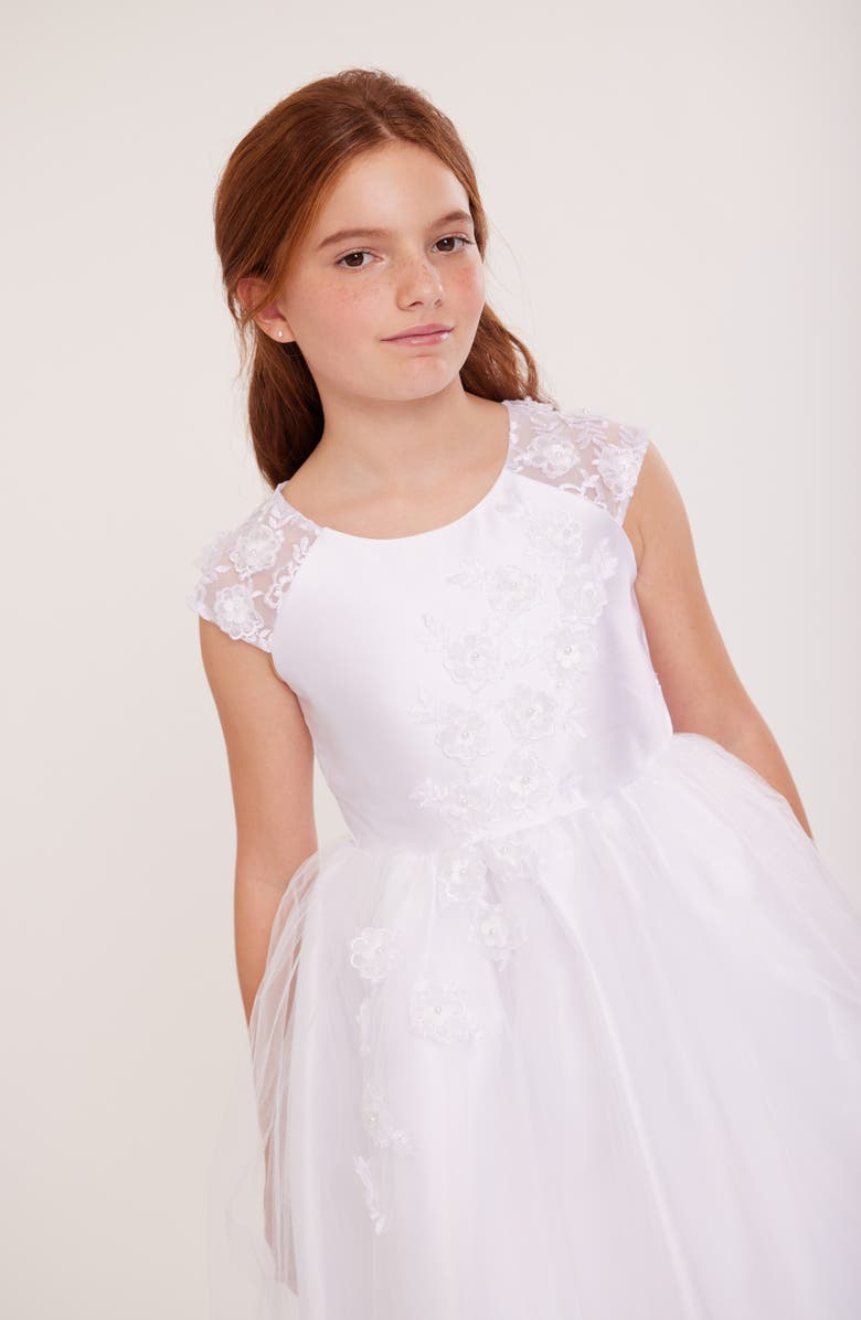 Iris & Ivy Kids' Cap Sleeve First Communion Dress, Alternate, color, 
