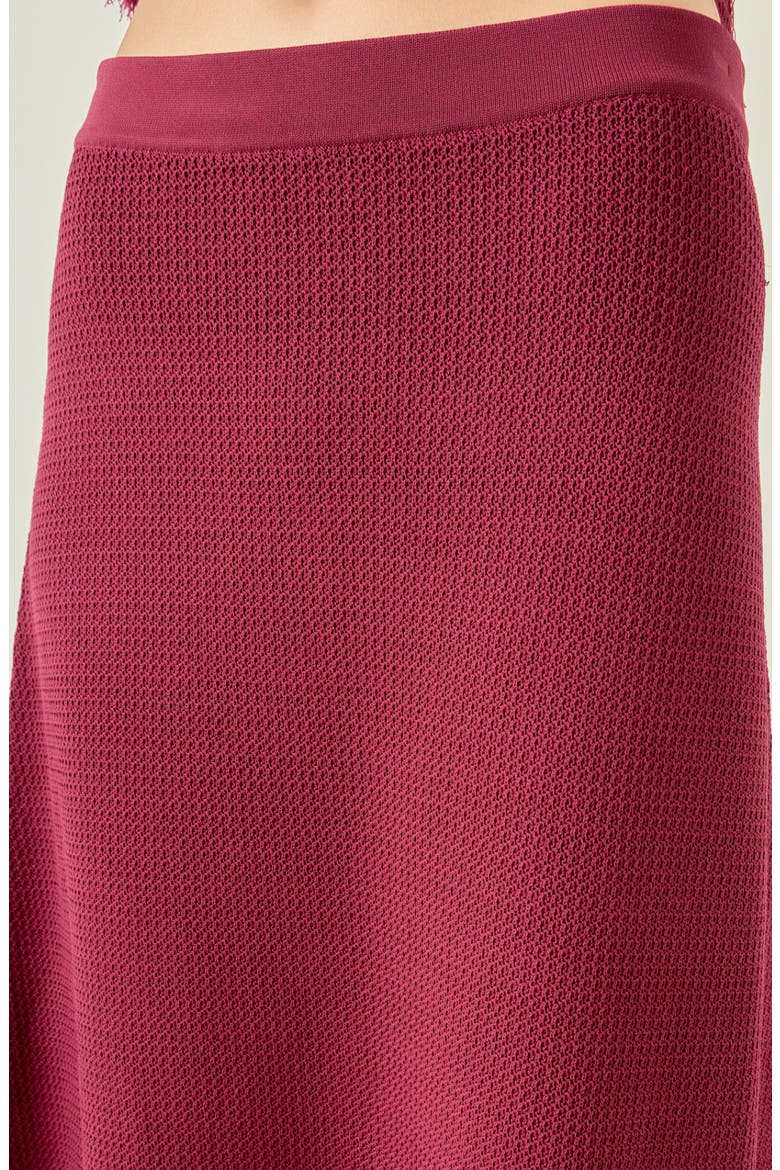Fringe Hem Knit Midi Skirt, Alternate, color, BURGUNDY
