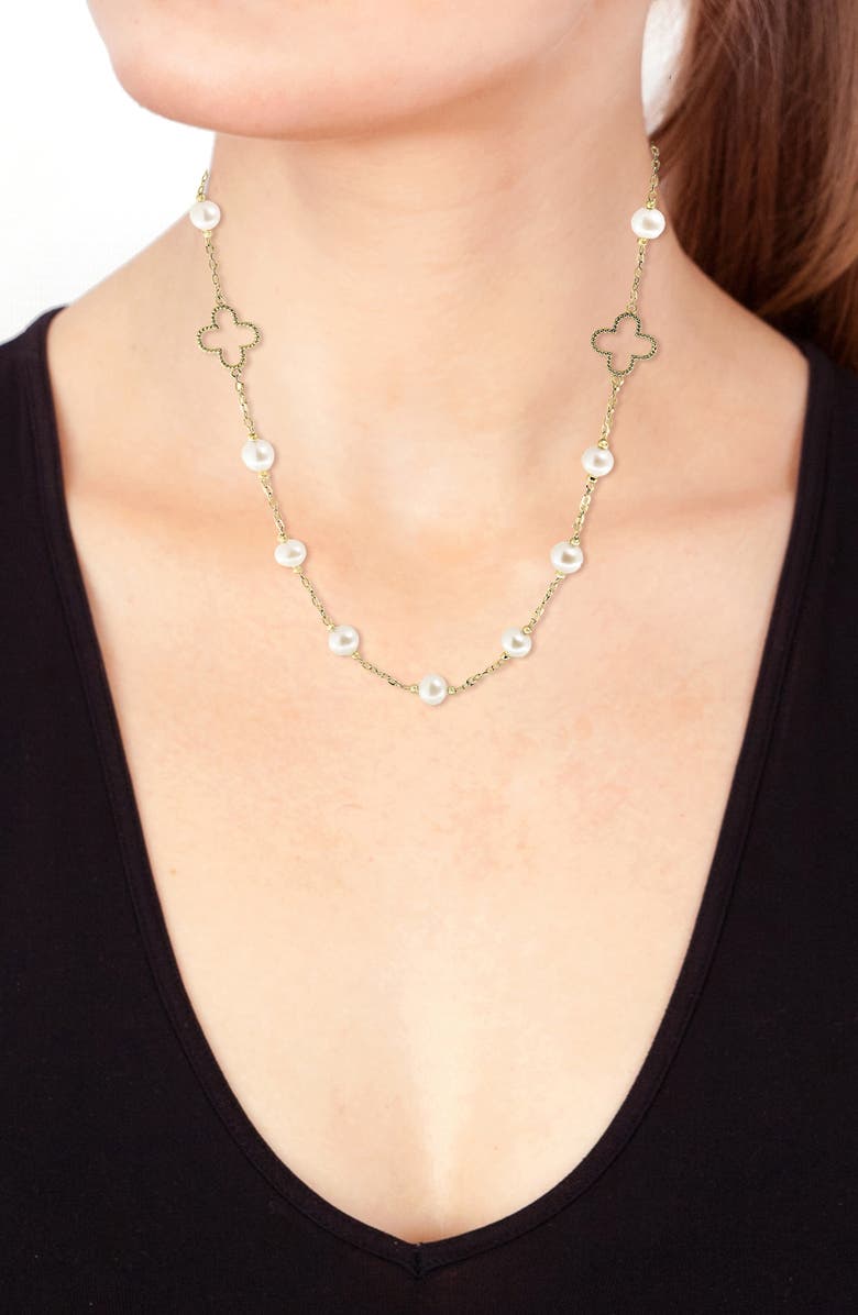 EFFY Freshwater Pearl & Clover Necklace, Alternate, color, 