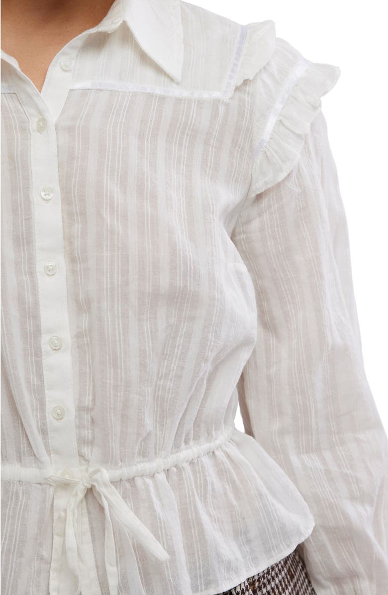 Free People Daybreak Ruffle Cotton Shirt, Alternate, color, Optic White