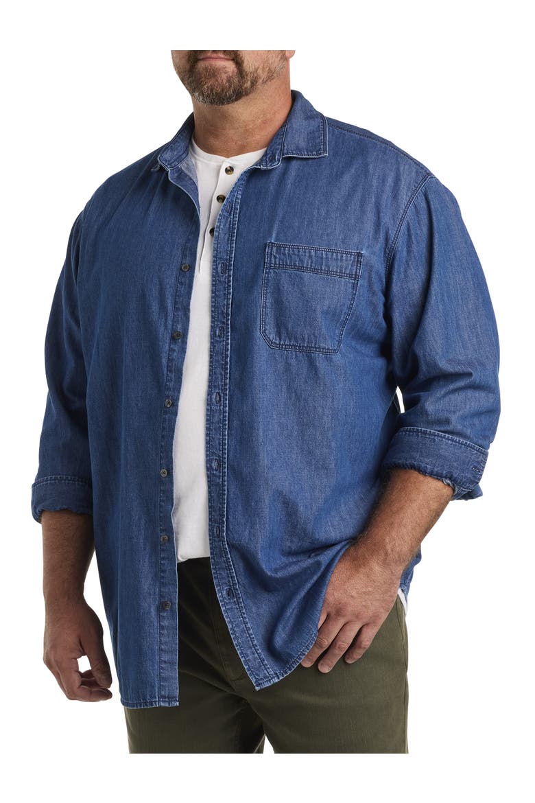 Denim Sport Shirt, Main, color, MED WASH