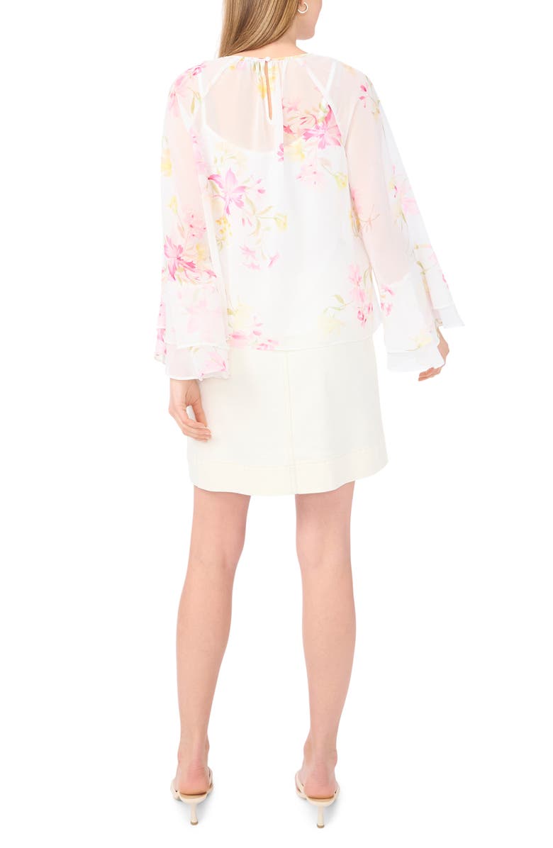 Vince Camuto Floral Flutter Sleeve Top, Alternate, color, 