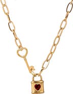EYE CANDY LOS ANGELES Ivanna Cubic Zirconia Lock & Key Pendant Necklace