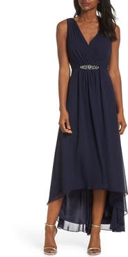 Eliza J Embellished High/Low Chiffon Dress