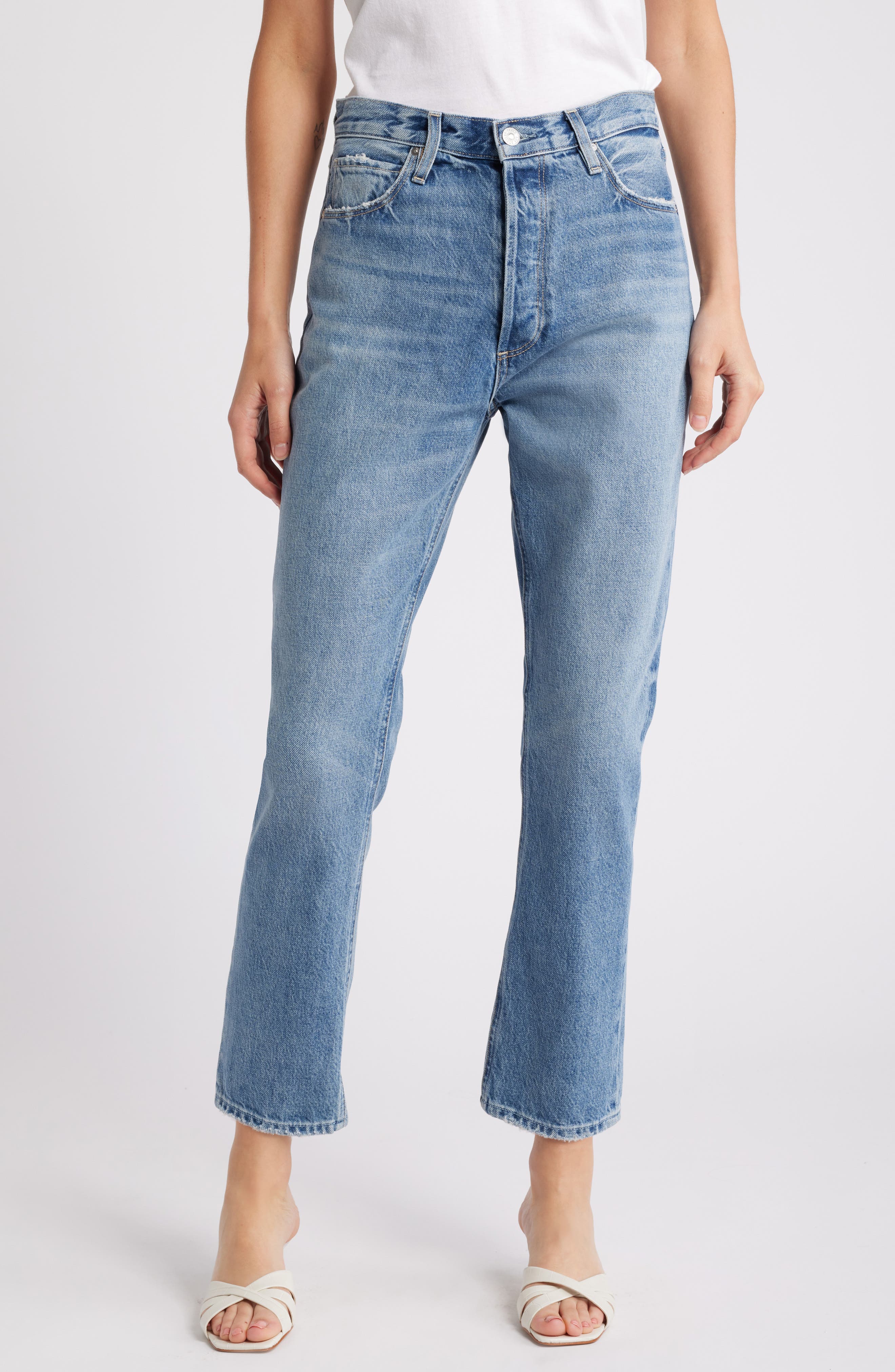 PAIGE Billy High Waist Crop Straight Leg Jeans