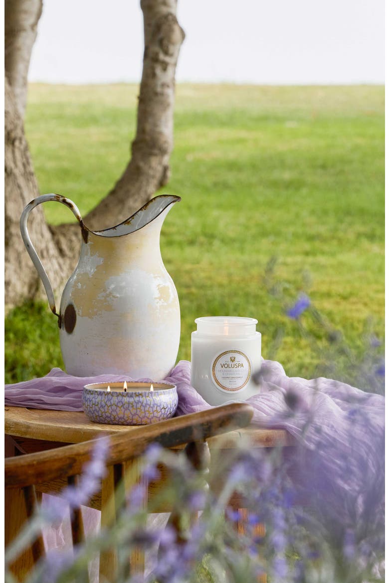 Mountain Lavender & Chamomile 3-Wick Tin Candle, Alternate, color, MOUNTAIN LAVENDER & CHAMOMILE