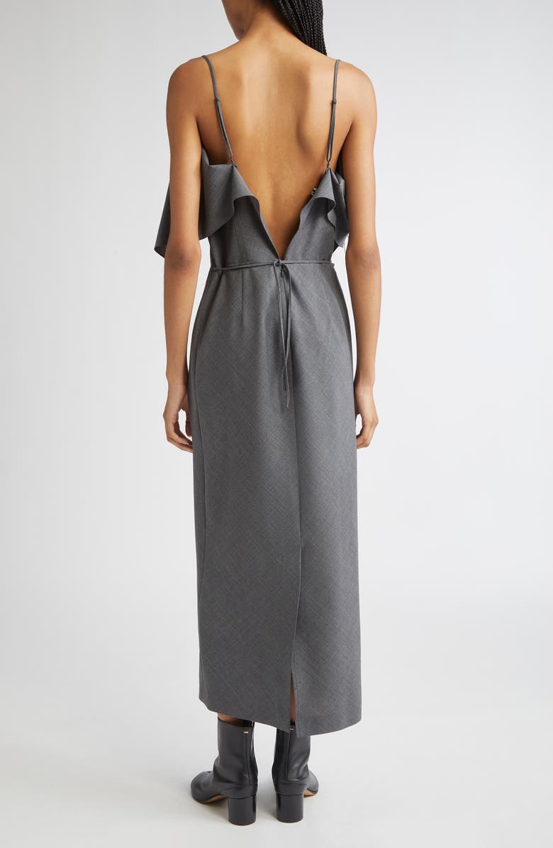 MM6 Maison Margiela Folded Convertible Stretch Gabardine Dress, Alternate, color, Dark Grey Melange