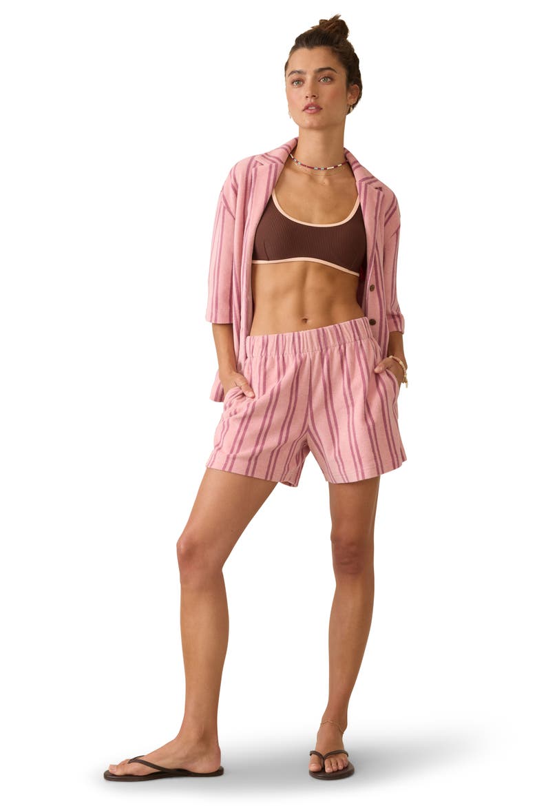 Cabana Stripe Terry Cloth Shorts, Alternate, color, ORCHID LINES