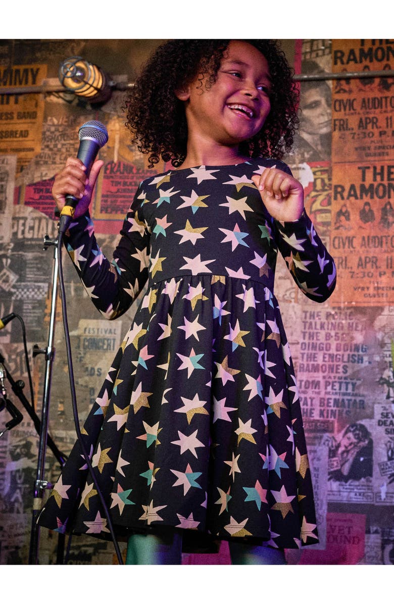 Tea Collection Printed Ballet Dress, Alternate, color, Colorblock Metallic Stars