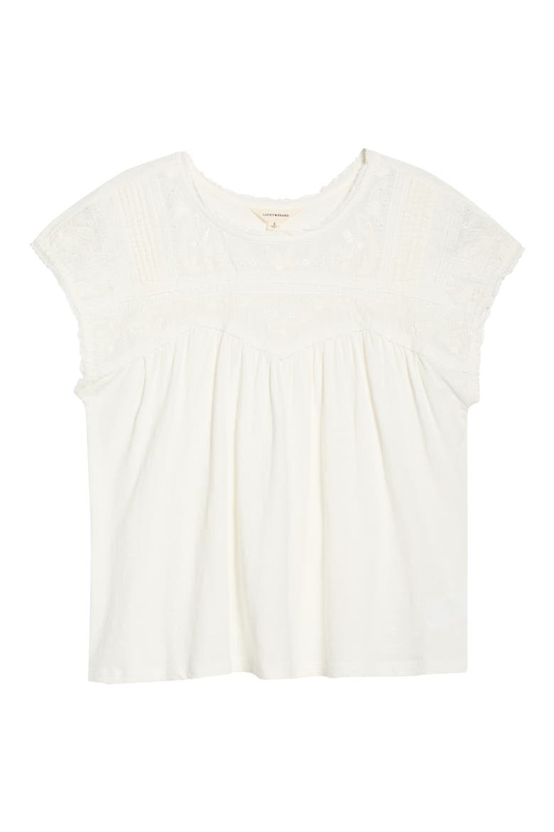 Embroidered Yoke Top, Main, color, WHISPER WHITE