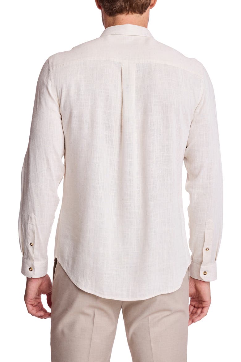 Cabo Trim Fit Linen Blend Button-Up Shirt, Alternate, color, NATURAL BEIGE