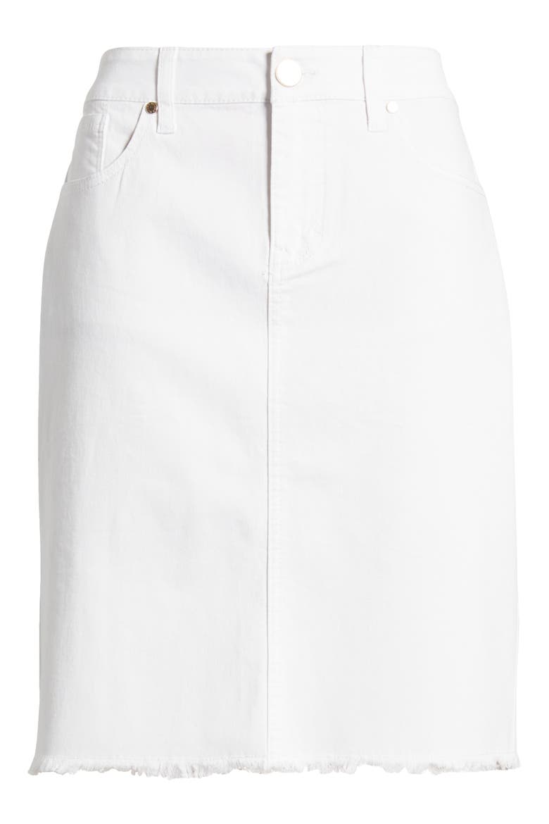 Frayed Hem Denim Skirt, Main, color, WHITE