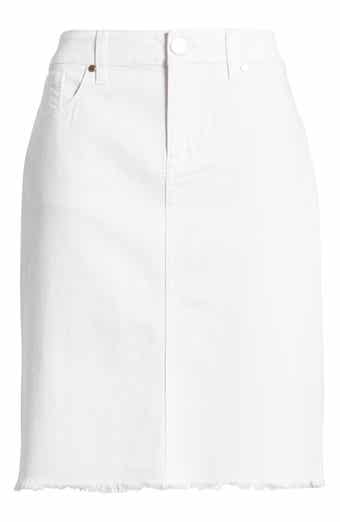 Hidden Jeans Raw Hem Denim Skirt in Pearl
