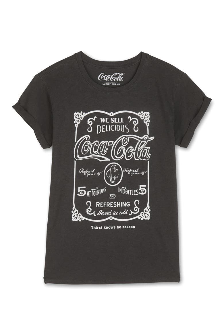 Coca Cola Graphic Tee, Main, color, LUCKY BLACK