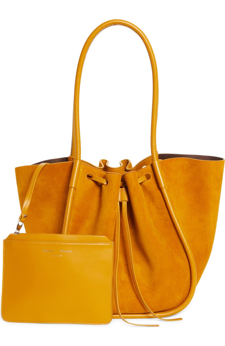 Proenza Schouler Large Ruched Suede Tote, Alternate, color, Honey