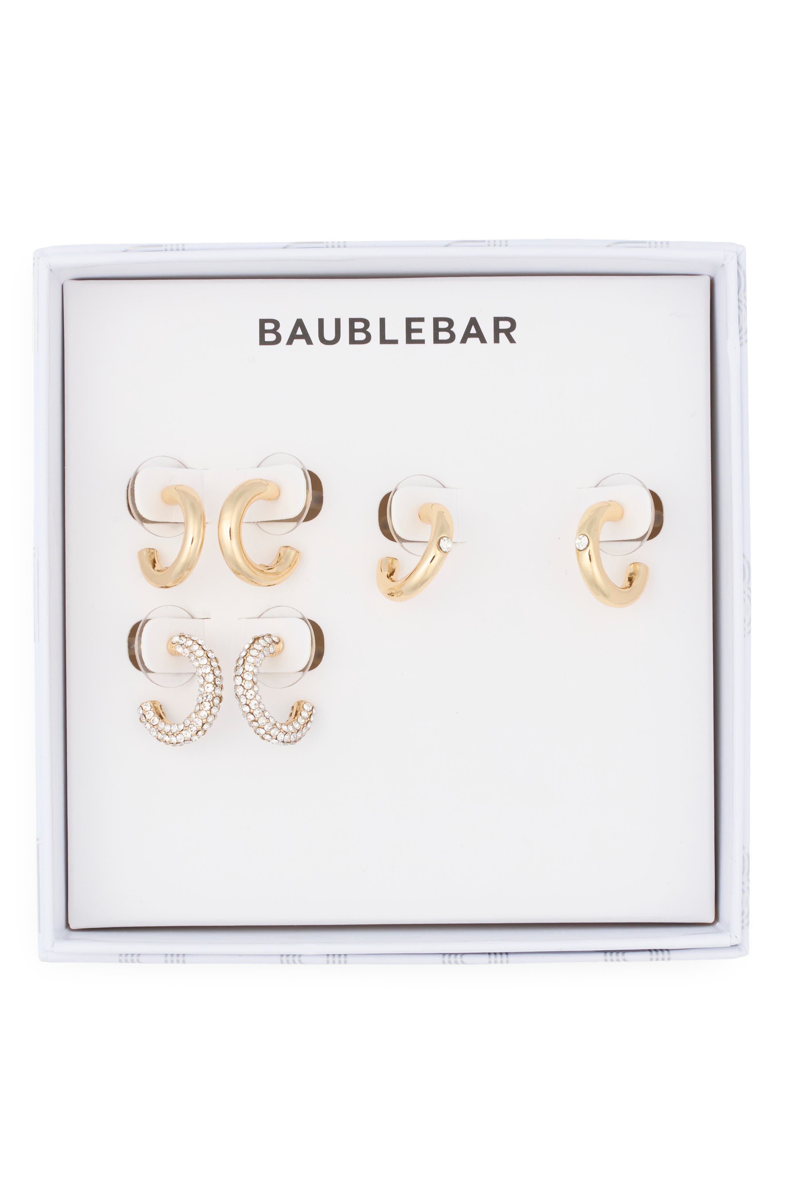 Baublebar Golden Rule Set Of 3 Assorted Hoop Earrings Set