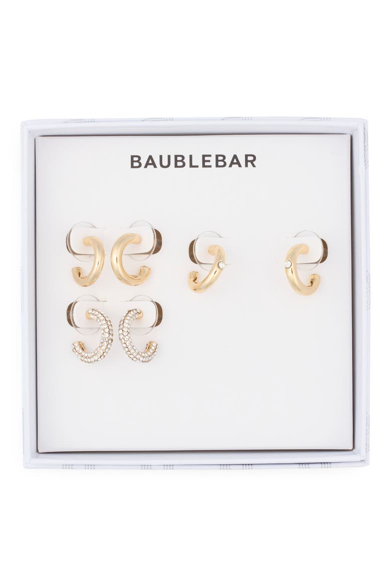 Golden Rule Set of 3 Assorted Hoop Earrings Set, Main, color, GOLD