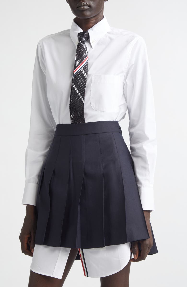 Thom Browne Long Sleeve Oxford Shirtdress, Alternate, color, White