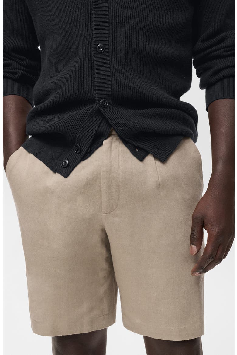 Linen & Cotton Bermuda Shorts, Alternate, color, BEIGE