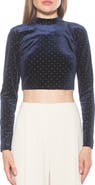 Alexia Admor Ari Long Sleeve Studded Velvet Crop Top