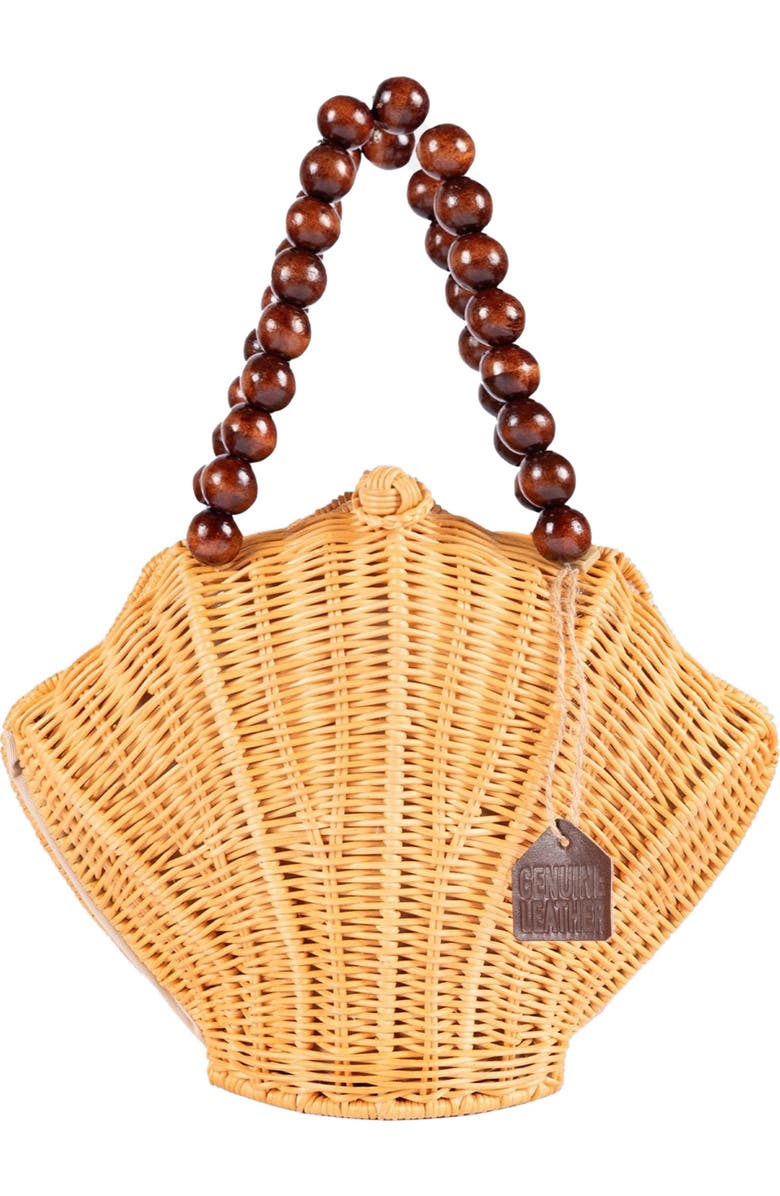 Jelavu Shelly Handwoven Rattan Seashell Bag, Main, color, Natural