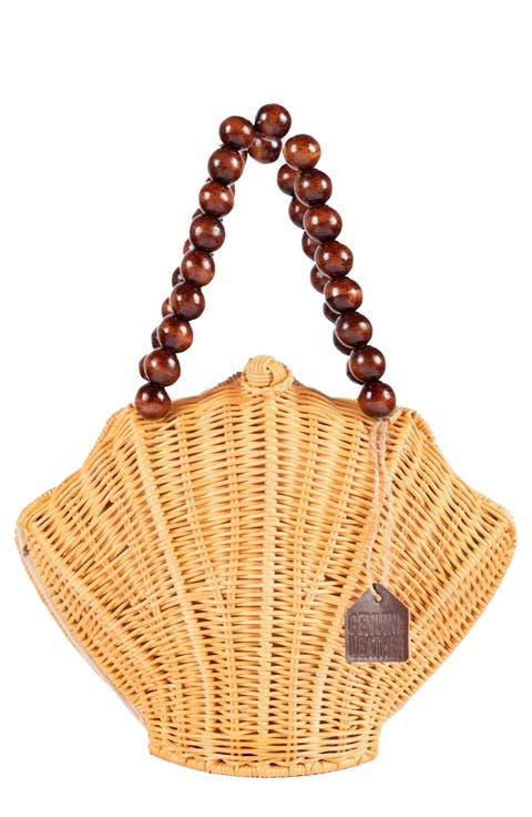 Shelly Handwoven Rattan Seashell Bag