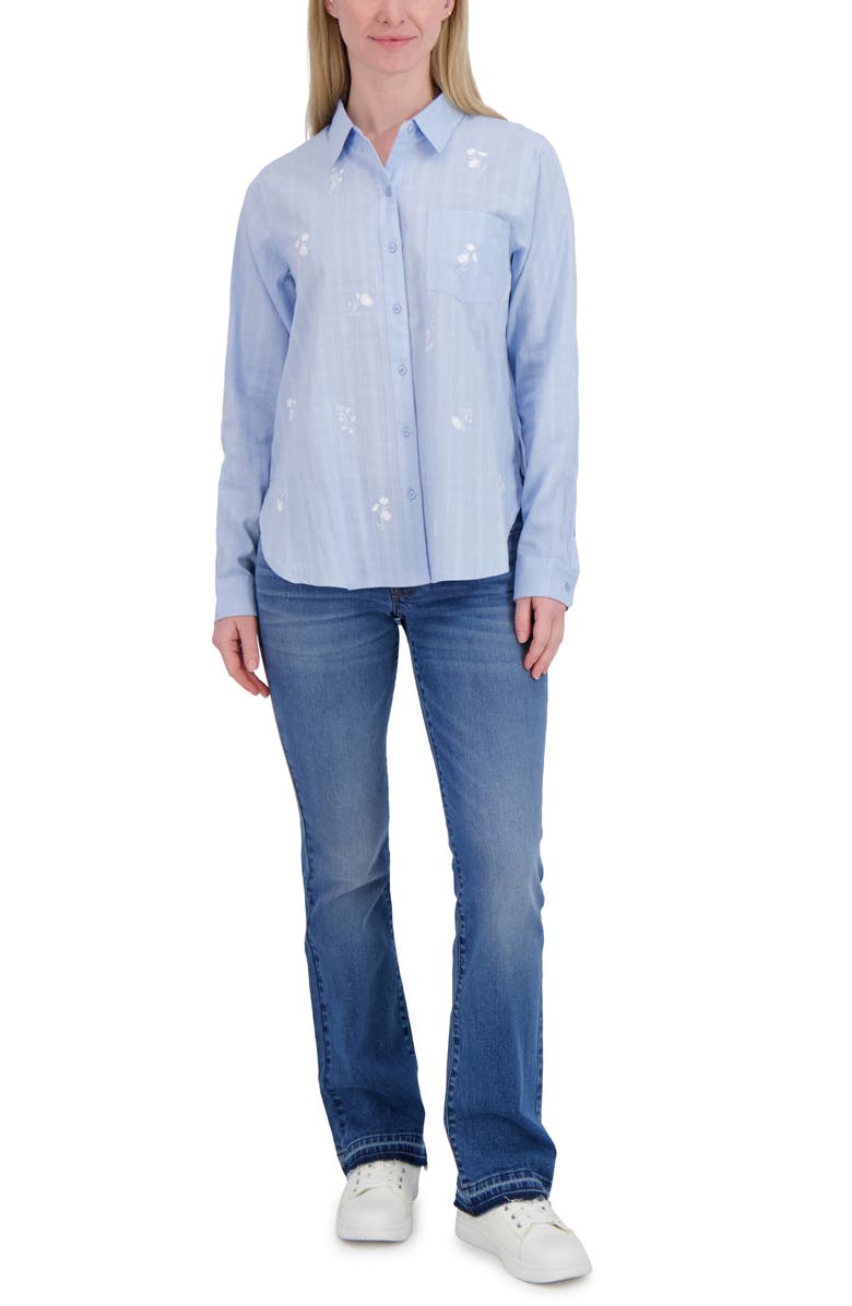 Lucky Brand Floral Cotton Button-Up Shirt, Alternate, color, Blue Multi