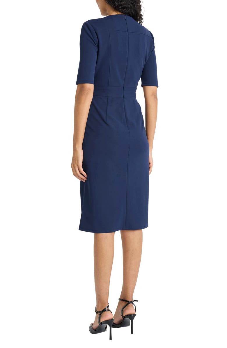 Maggy London Elbow Sleeve Grommet Waist Sheath Dress, Alternate, color, Navy Blazer