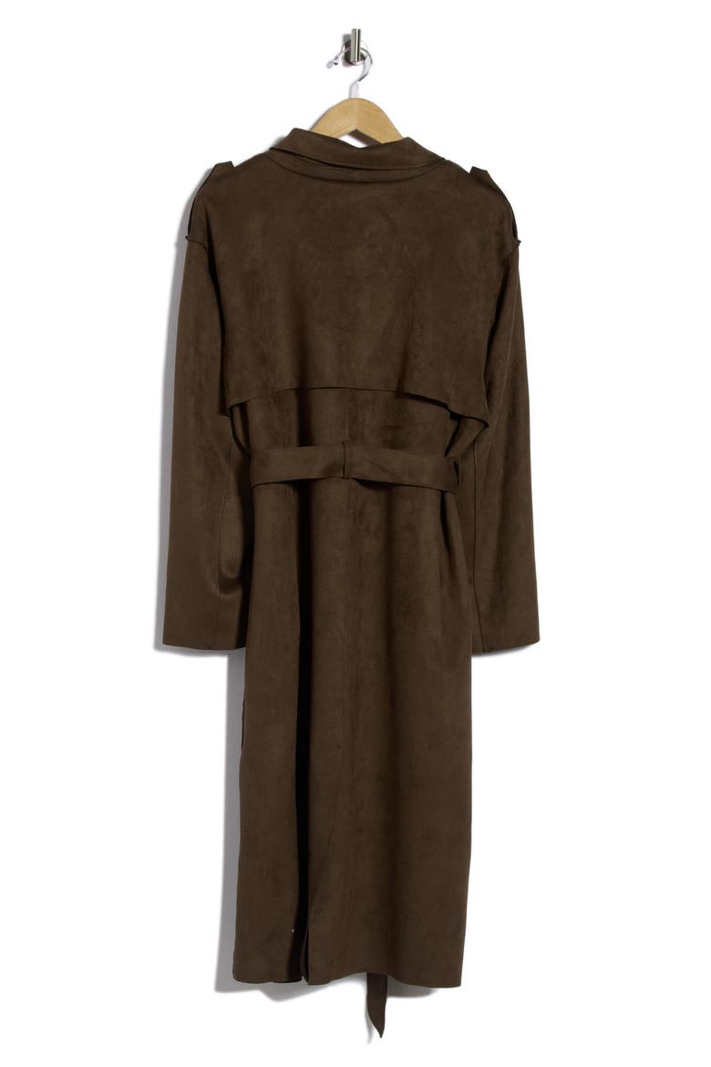 Allison Faux Suede Trench Coat, Alternate, color, KHAKI