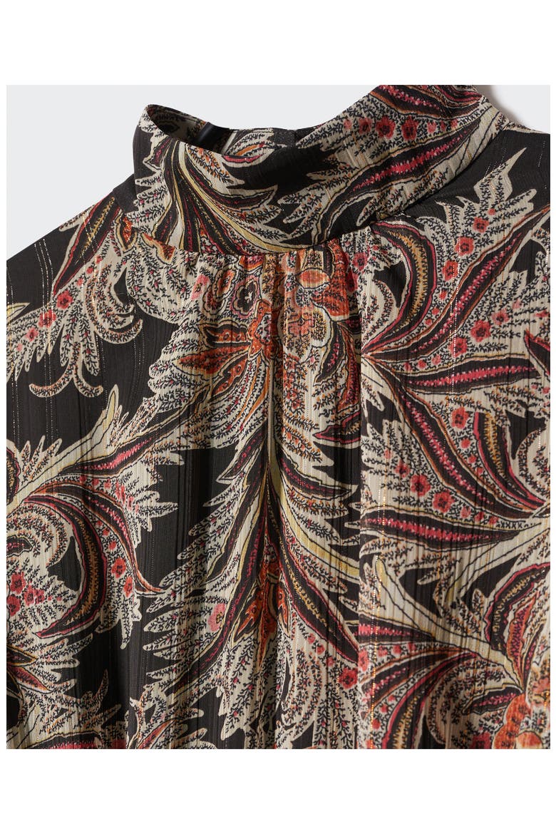 Paisley Print Ruffle Dress, Alternate, color, BROWN/BLACK