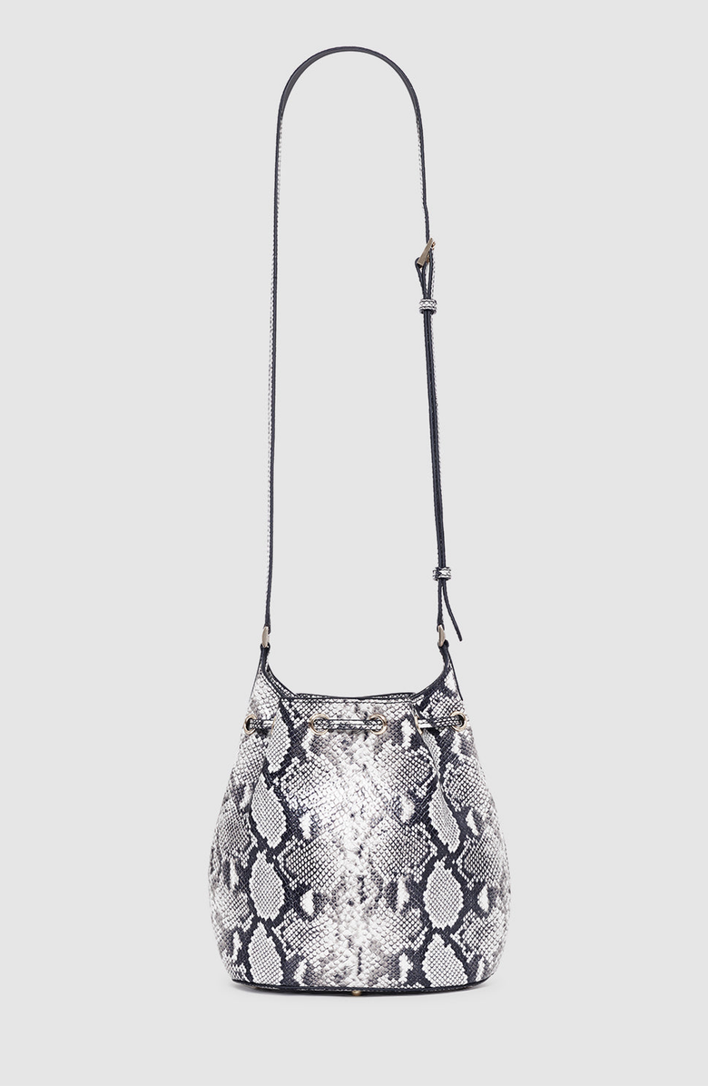 ANINE BING Mini Alana Bucket Bag, Alternate, color, Black / White Python